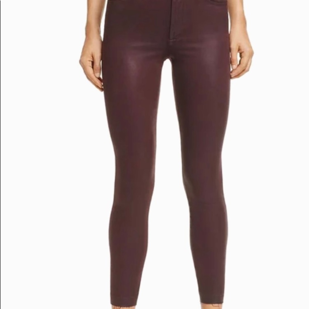 Joe’s Jeans merlot coated denim with raw edge. Size 26. Never been worn.